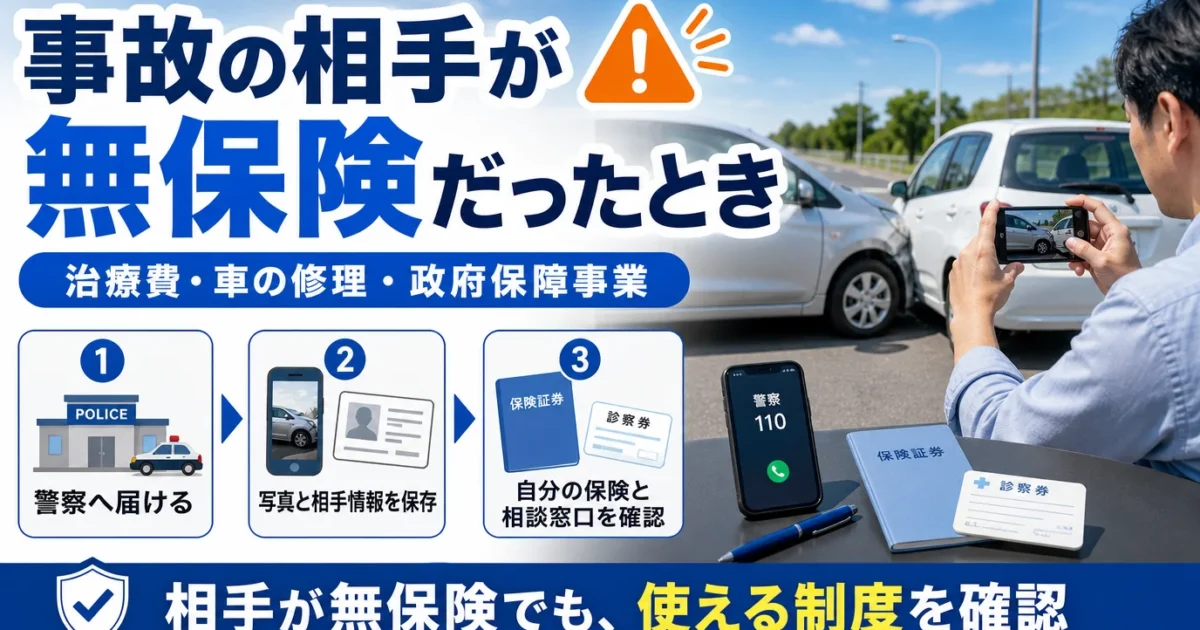 事故車両の損傷をスマートフォンで撮影し、相手情報や相談先を確認する人
