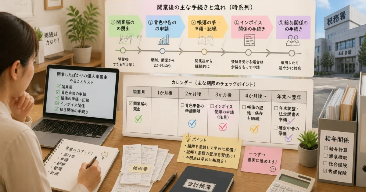 個人で起業したら最初にする税務手続｜開業届・青色申告・インボイス