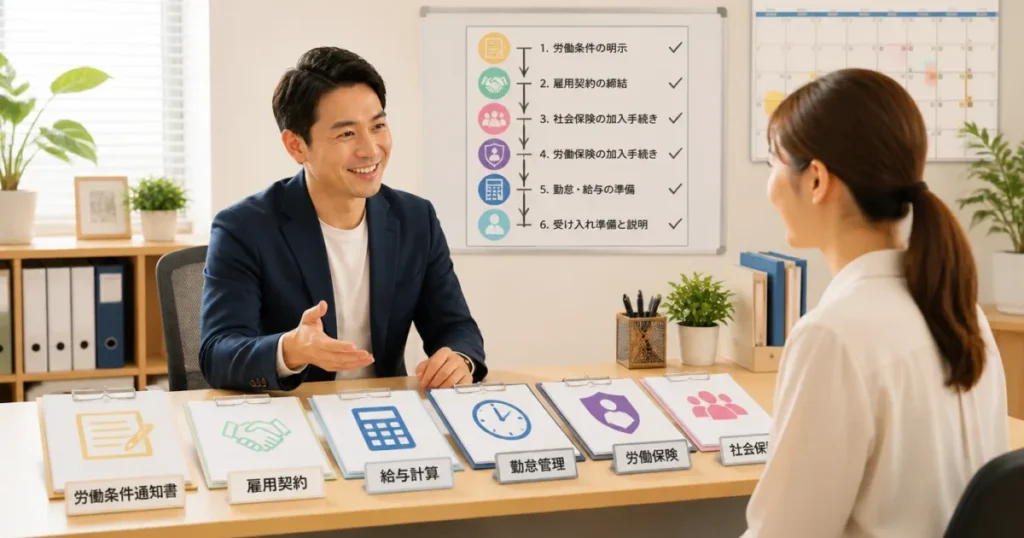 初めて従業員を雇うとき｜労働条件・保険・給与で開業者がやること