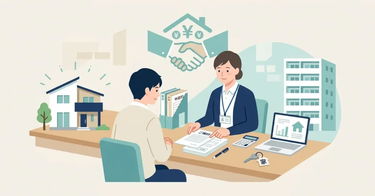 失業後の生活再建と公的支援を表す家族のイラスト