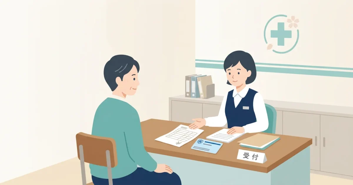 医療費の支払いについて窓口担当者に相談する人のイラスト
