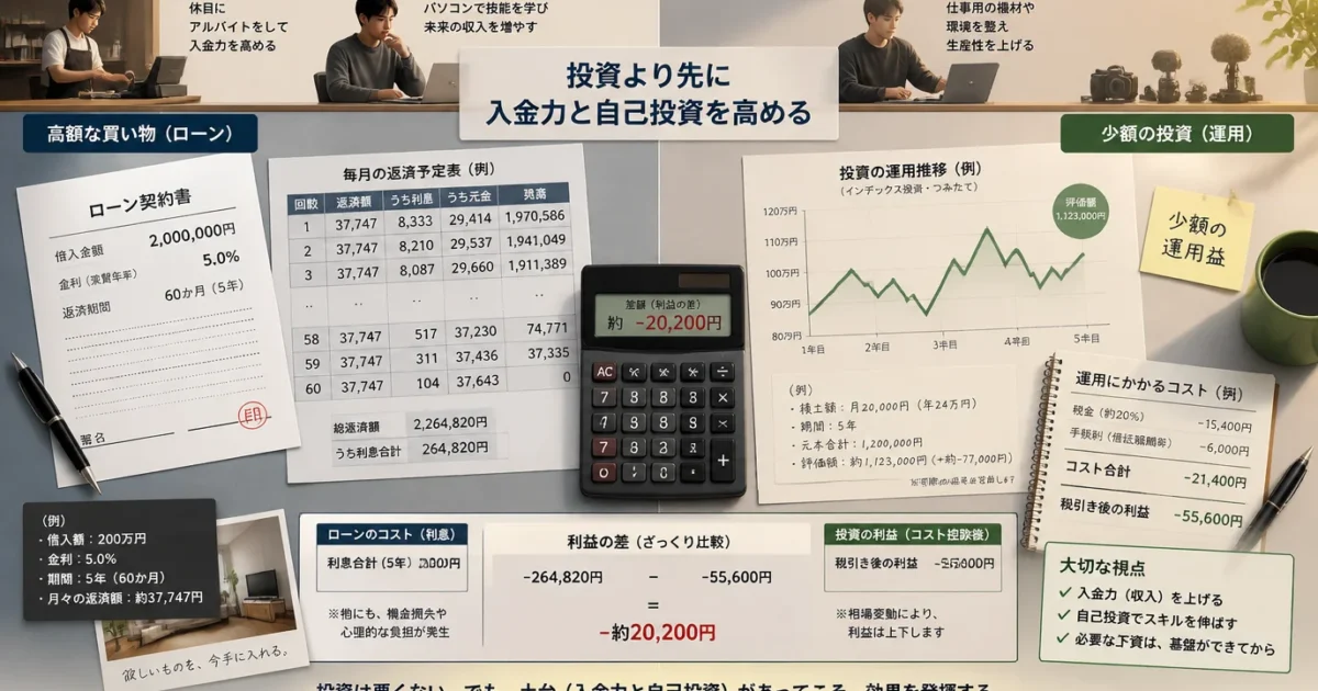 ローンを組んで投資は本当に得？元手・利回り・副業を数字で比較