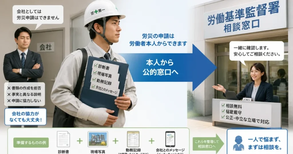 会社が労災申請をしてくれないとき|事業主証明なしで本人が請求する方法